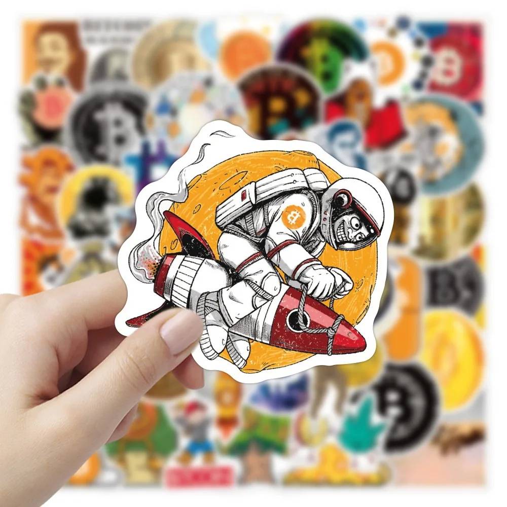 10/30/50PCS Bitcoin Encrypted Virtual Currency BTC Cartoon Graffiti Stickers Luggage Guitar Skateboard Funny Kid Sticker Decal