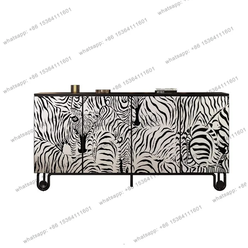 

Французский входной шкаф, ручная роспись, сборка зебры, гостиная, итальянская обеденная сторона, средневековый шкаф для обуви, ретро-украшение