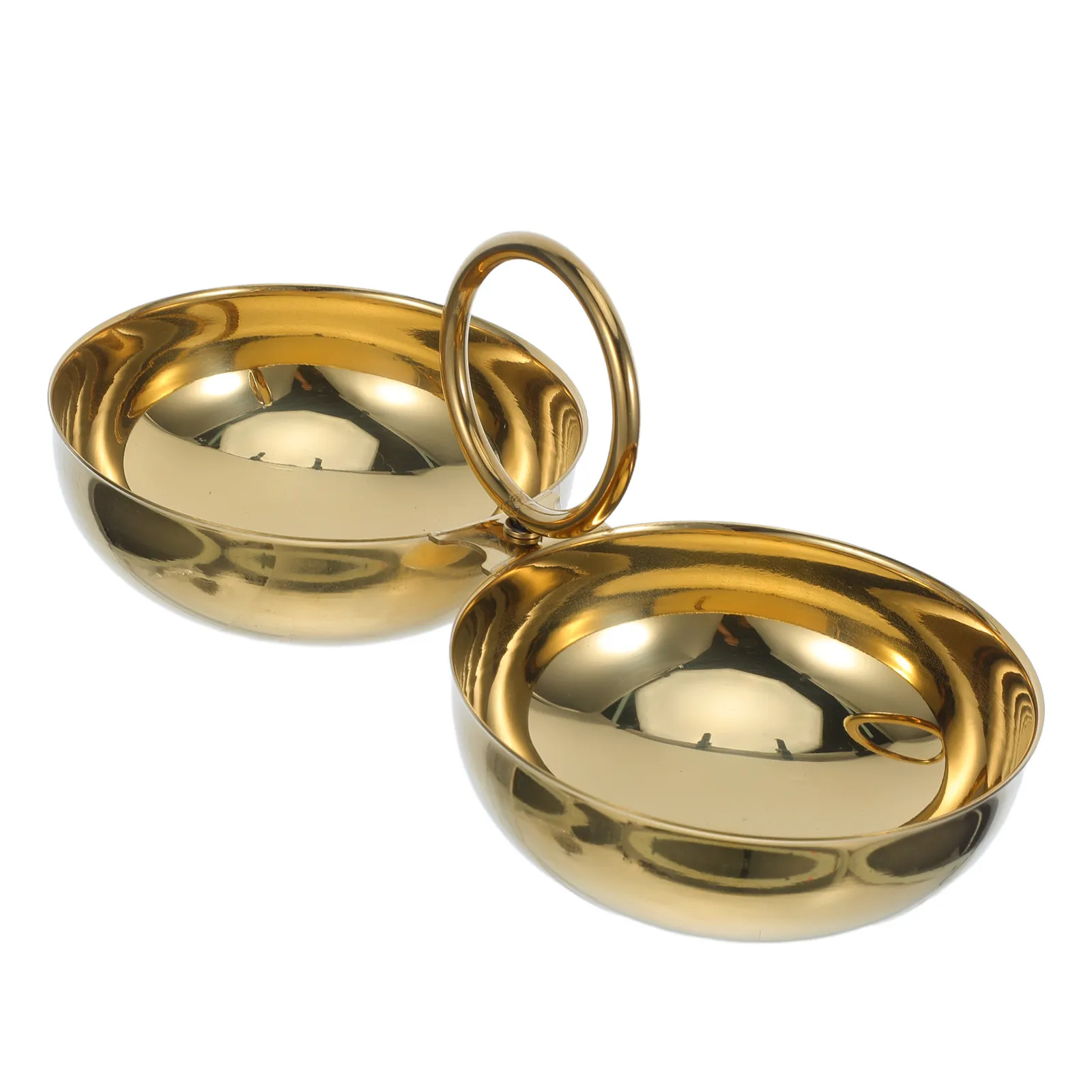 Stainless Steel Dip Dish 2 Compartments Cluster Design Portable Serving Tray Bbq Sauce Bowl Hotpot Seasoning Plate