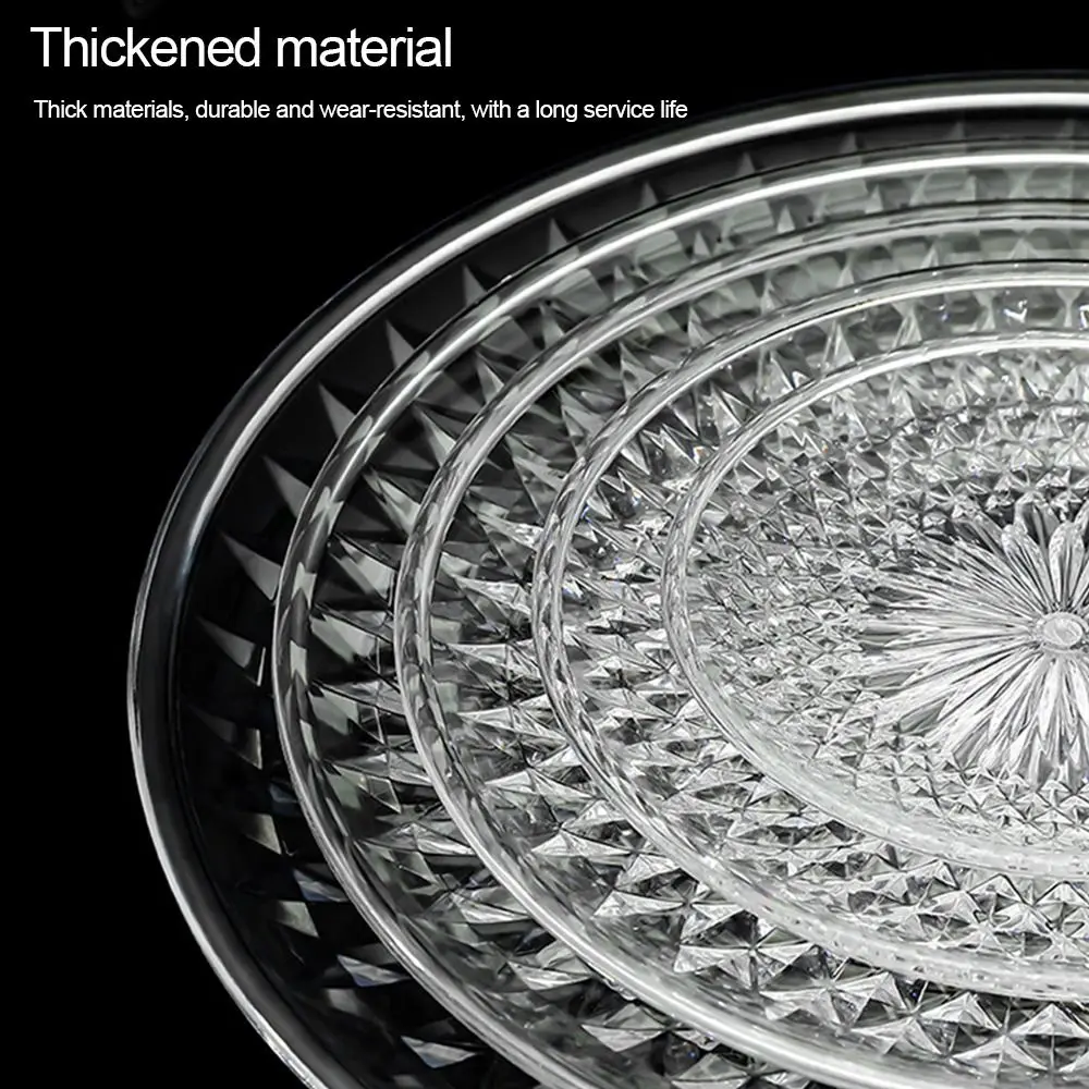 

New Acrylic Dessert Plate Gold Round Fruit Plate Serving Plates