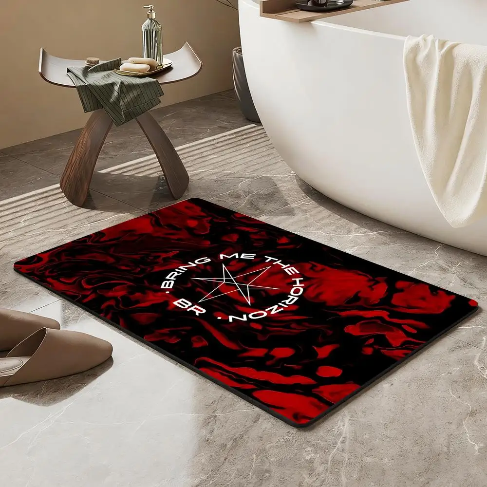 Bring Me The Horizon Band Floor Mat Diatom Bath Mat Quick Dry Highly Absorbent Non Slip TPR Backing Soft Comfort Bathroom