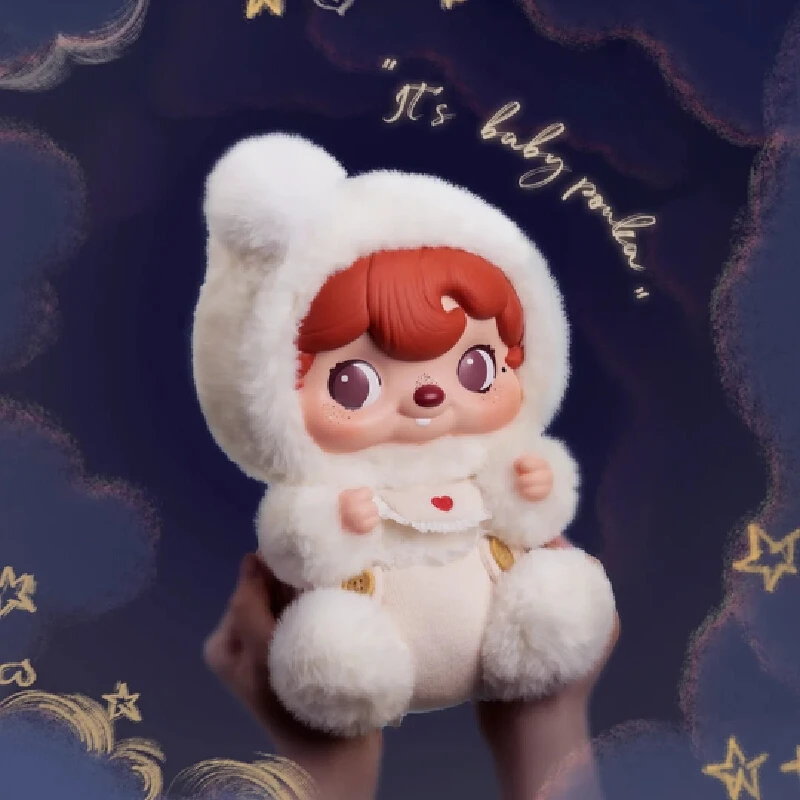 

Pouka Pouka 25cm Soft Cloud Baby Vinyl Face Plush Figurine Overall Trendy Decorative Items Big Doll Decoration Surprise Gift