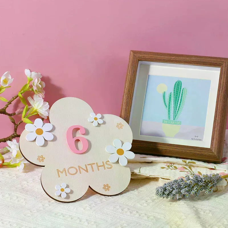 

Newborn Flower Photography Accessories Newborn Photography Props Baby Accessories Milestone Wooden Sticker Shooting Props Gifts