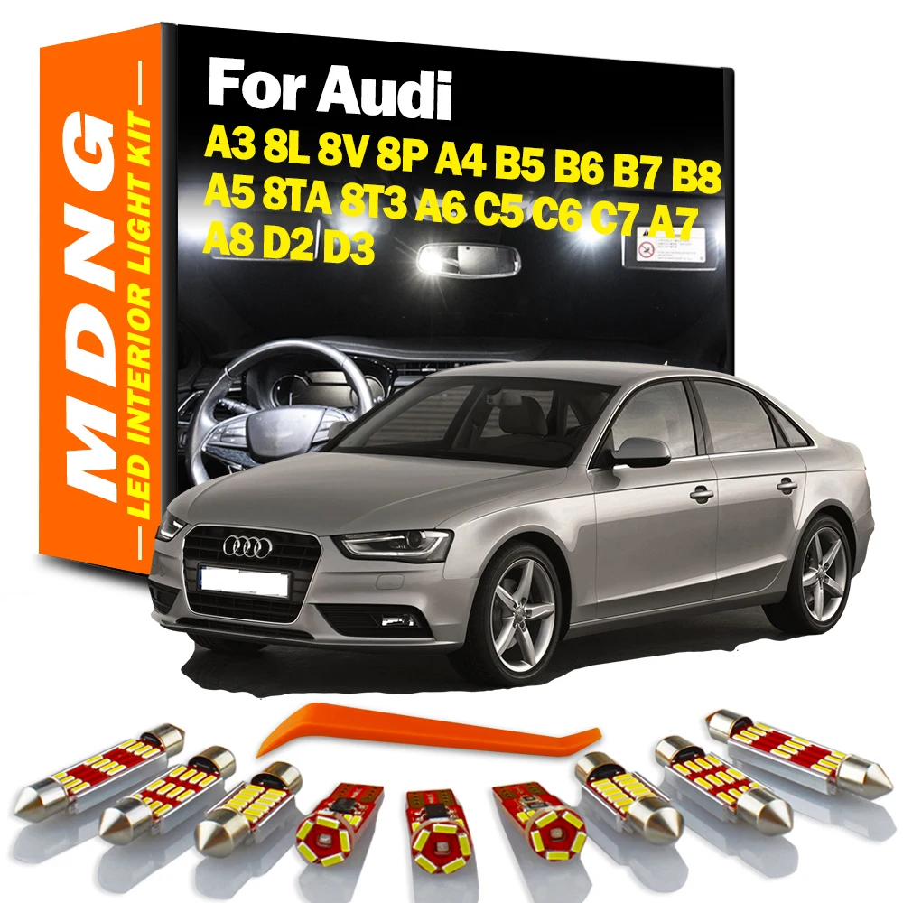 Canbus For Audi A3 8L 8V 8P A4 B5 B6 B7 B8 A5 8TA 8T3 A6 C5 C6 C7 A7 A8 D2 D3 LED Bulbs Interior Map Light Kit Car Accessories