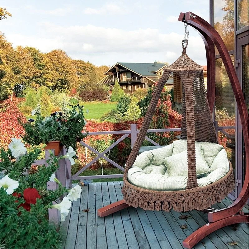 

Indoor Outdoor Decoration Furniture Log Swing Modern Garden Hamock Chair Hanging Wooden Swings