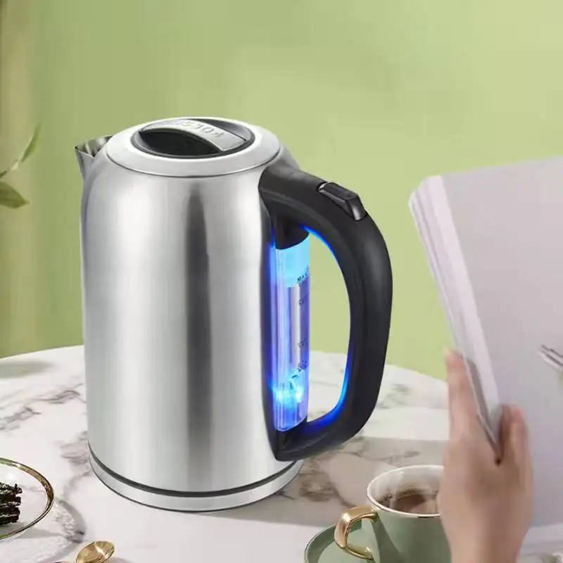 قابس BS، غلاية كهربائية من الفولاذ المقاوم للصدأ سريعة الطبخ بقدرة 1500 وات، سعة 1.7 لتر مع مؤشر مستوى الماء، مناسبة للفندق والمطبخ