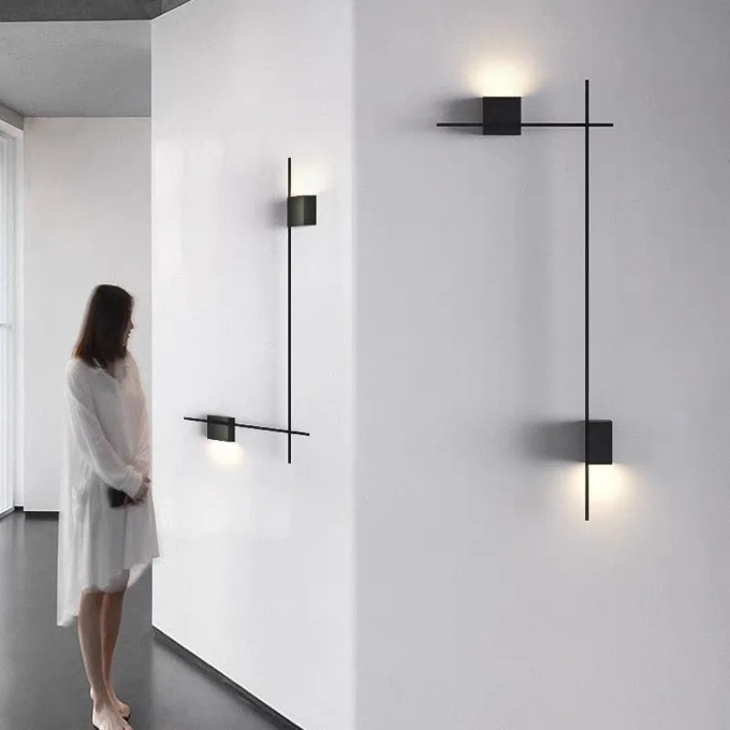 

Nordic designer's minimalist long strip combination wall lamp staircase lighting livingroom sofa background wall decoration lamp