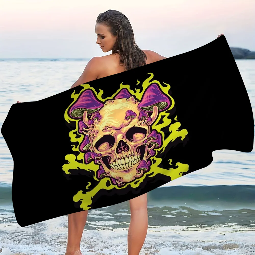 

Mushroom Skull Microfiber Printed Beach Towel Mountain Climbing Yoga Beach Swimming Running Absorbent Soft Towel