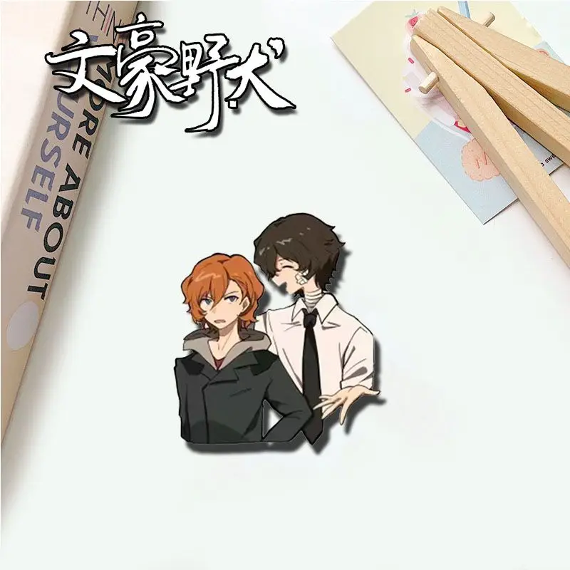 Bungo Stray Dogs Acrylic Pins Dazai Osamu Brooch  Nakahara Chuuya Brooches Anime Goods Collection Bag Ornament Cartoon Cute Gift