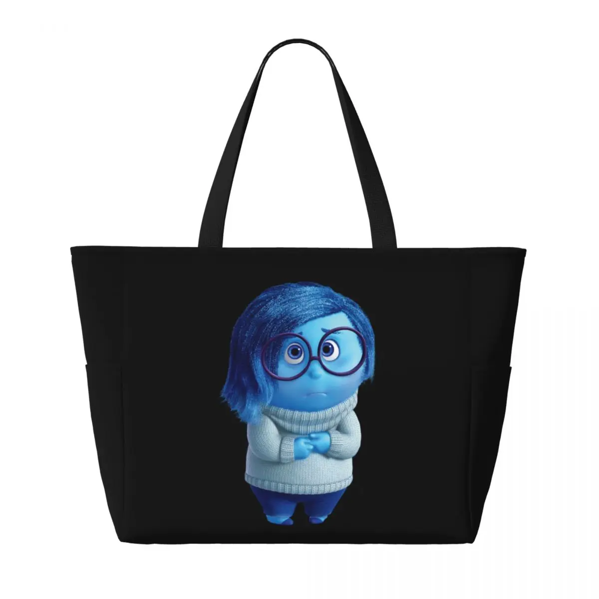 Custom Sadness Inside Out Beach Tote Bag Women Extra Large Gym Carry On Travel Shopping Bags