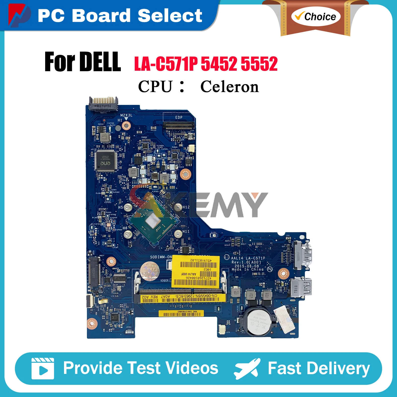 

Материнская плата для ноутбука DELL Inspiron 5452 5552 AAL14 LA-C571P с процессором Pentium CN-0F77J1 F77J1, протестирована нормально