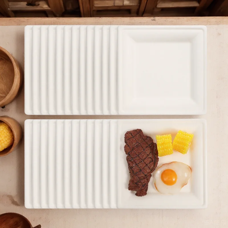 

50pcs Thickened White Square Plates Durable Disposable Food Trays Camping Party Dessert Serving Banquet Plates Dinner Tableware