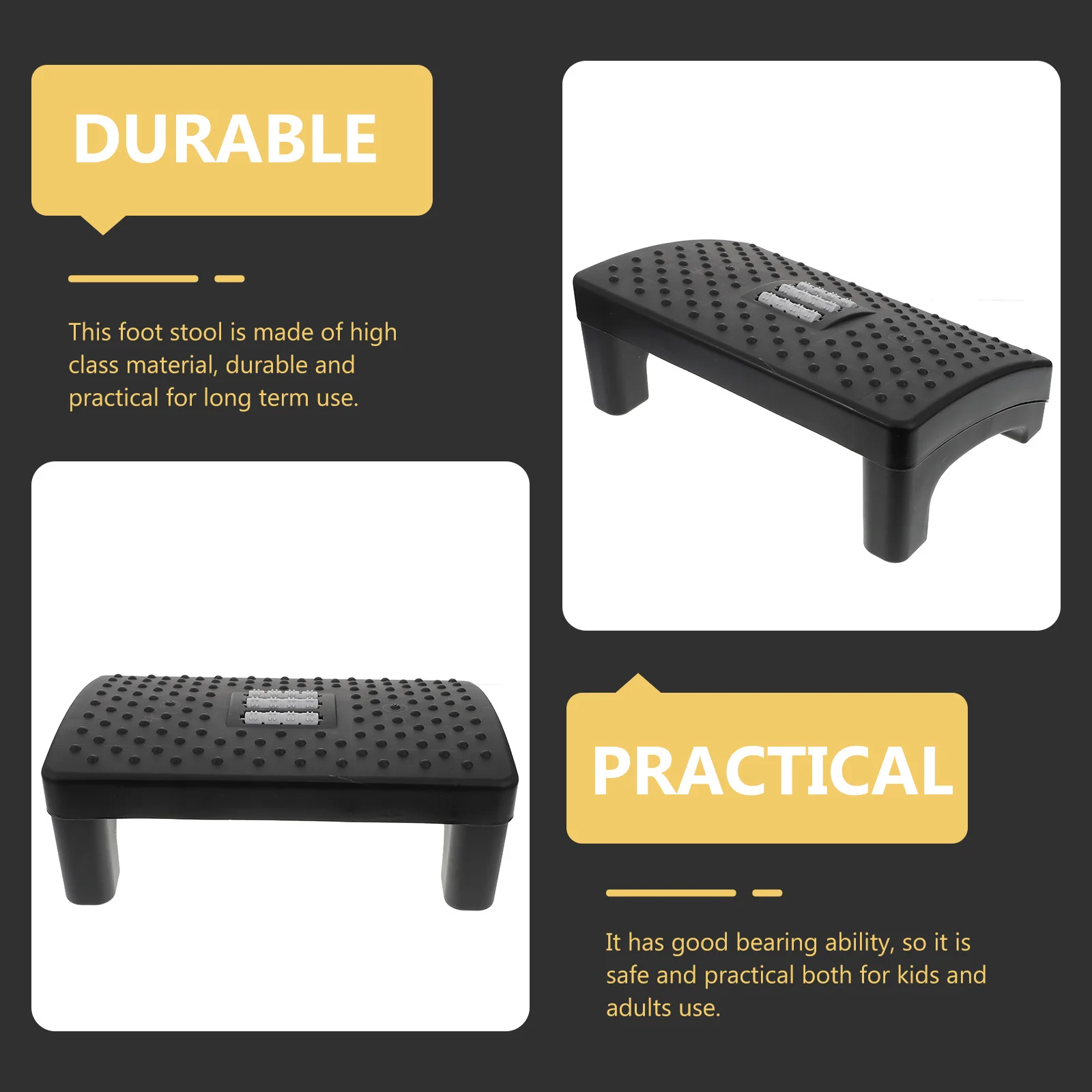 

1Pcs Foot Stool PP Material Household Massage Footrest Office Desk Support Stepped Footrest Practical Comfortable Foot