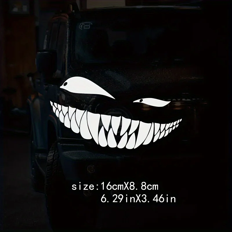 Winking Smirk Expression Reflective Car Sticker Decal Funny Car Body Styling Decoration Car Window Sticker Vinyl Waterproof