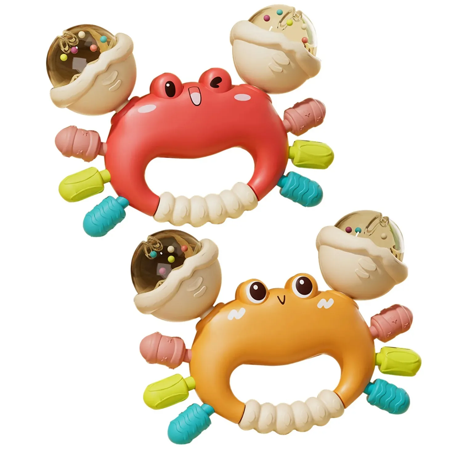 Crab Teething Rattle Ball For Baby Soft Silicone Grasping Toy Shaker Sensory Educational Early Learning Boilable