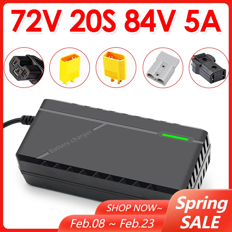 

72V 20S Lithium-ion Battery Pack Charger 84V 5A Intelligent Fast Charging Electric Vehicle Charger with Indicator Light EU