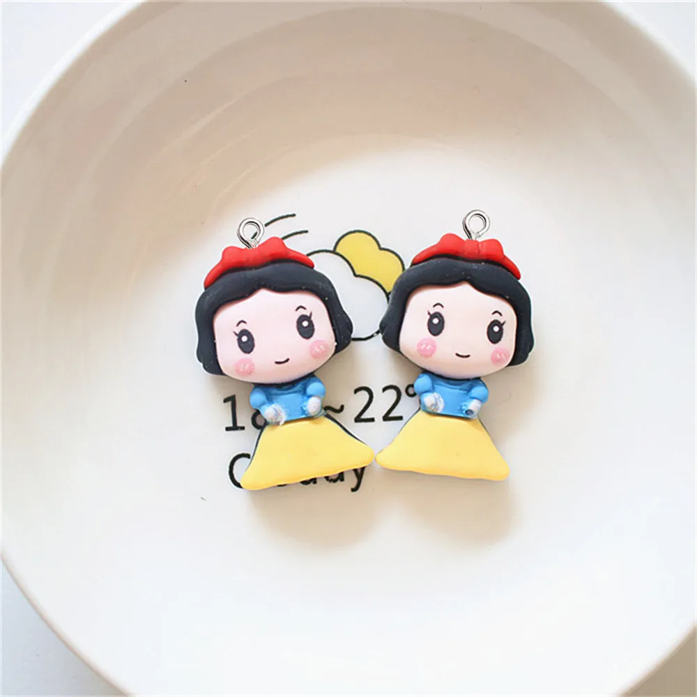 10Pcs Lovely Cartoon Princess Girl Pendants Resin Charms DIY Bracelet Earrings Trendy Jewelery Ornament Keychain Bag Accessories