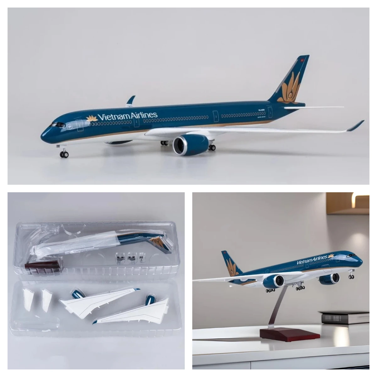 

1/142 Scale 47CM Airplane Airbus A350 Vietnam Airways Model Toy With lights and wheels Diecast Resin Plane Collection Gifts