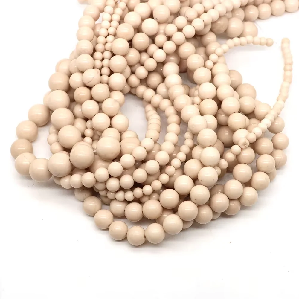 4 6 8 10 MM Natural Stone White Fossil Round Loose Spacer Crystal Gemstone for Jewelry Making DIY Bracelet Necklace Accessory
