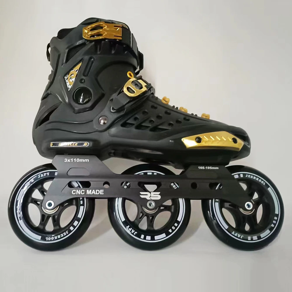 

Original RS1 Inline Speed Skates Roller Skating Shoes Frame 3x110mm Wheels 35-46 Black Gold Professional Adult Kids Free Patines