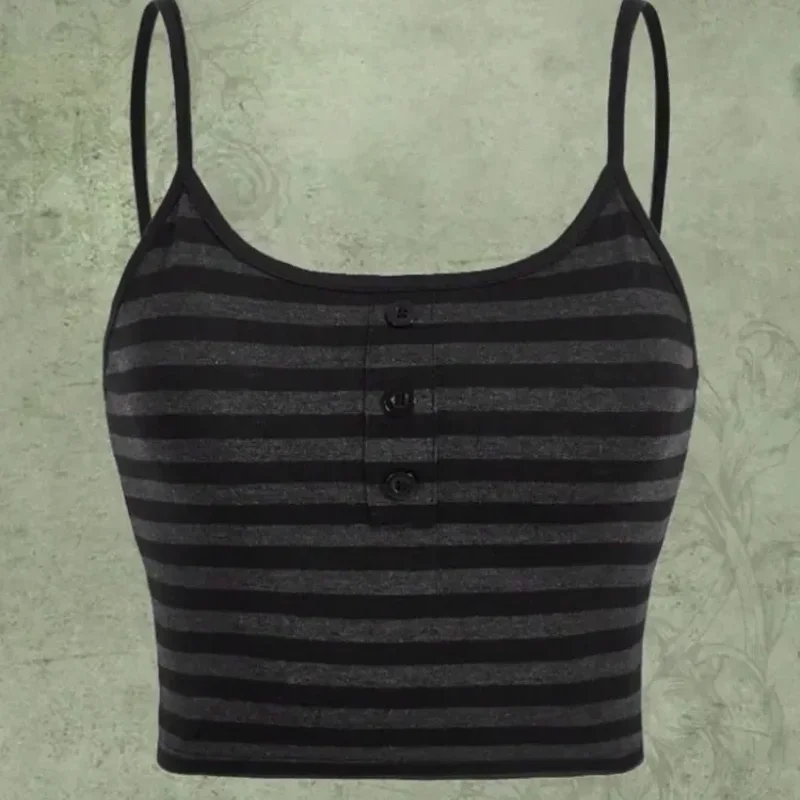 

Женский летний укороченный топ Y2K в стиле панк 202, в полоску, без рукавов, уличная модная уличная одежда