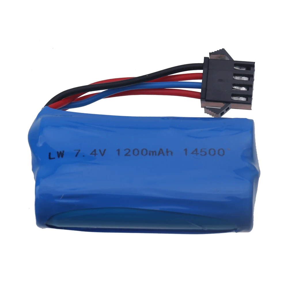 7.4V 1200mAh 14500 akumulator litowo-jonowy SM-4P wtyczka na zabawki elektryczne pistolet pociskowy wody i RC Off-wyścigi drogowe łódź