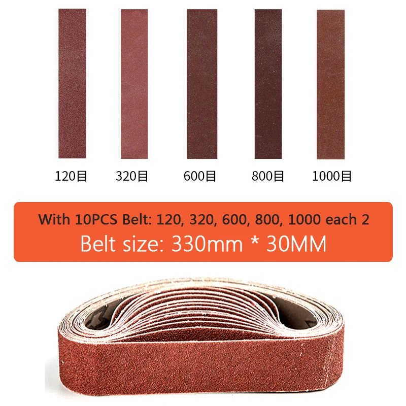 Imagem -02 - Conjunto 330*30 mm Correias de Lixa 1201000 Grits Metal Macio Madeira Polimento Ferramenta Abrasiva Lixa Bandas Abrasivas para Lixadeira de Cinta 10 Peças