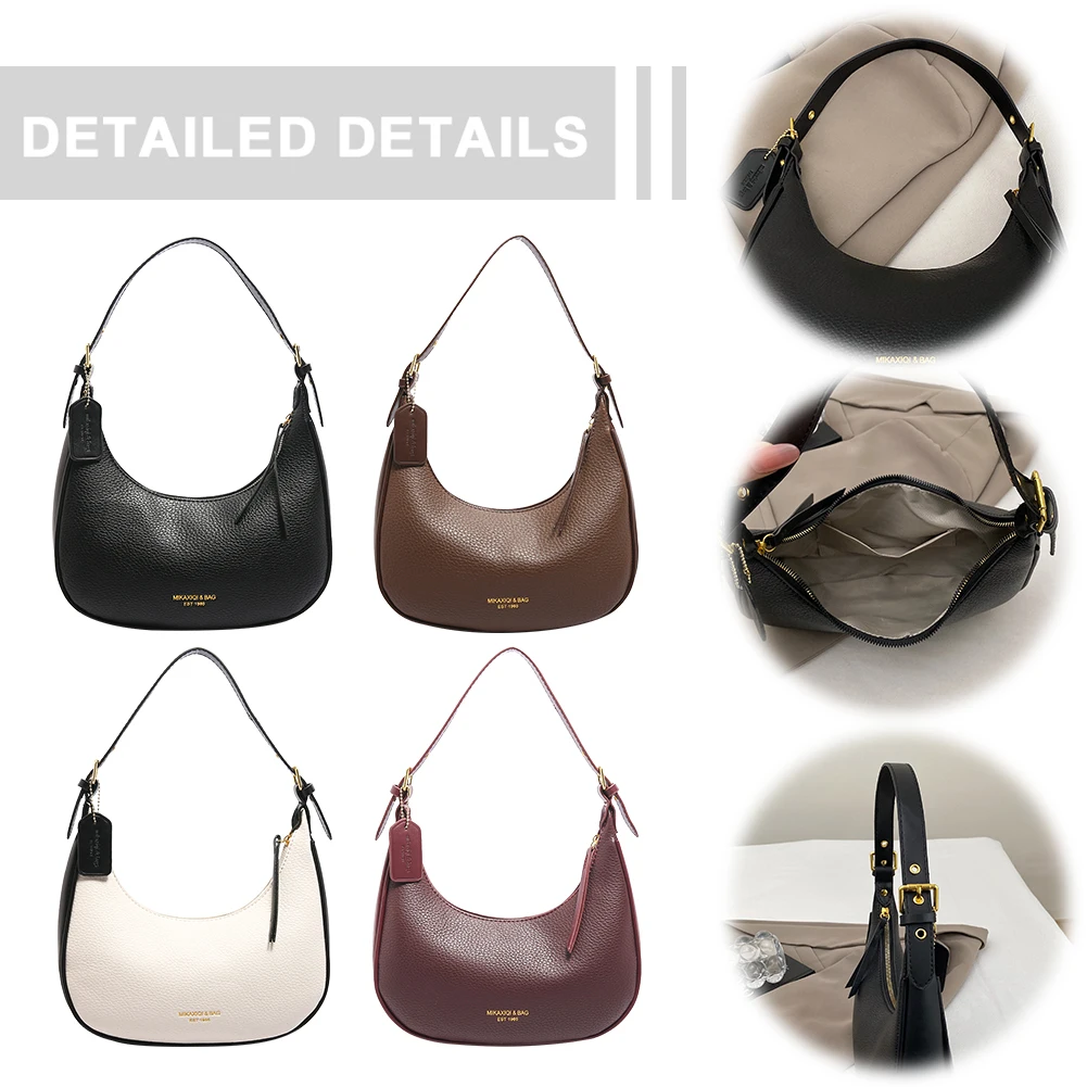 

Women PU Leather Crescent Bag with Inner Pocket Shoulder Bag with Zipper Closure Underarm Bag Clutch Purse for Work Travel