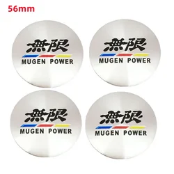 4Pcs 56MM Mugen Logo Car Wheel Center Hub Caps Emblem Sticker Decals Cover For Honda Civic Accord CRV Fit CITY Hrv Accessories