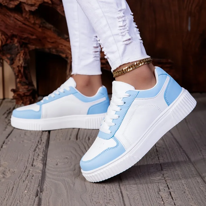 

Hot Sale Women's Sneakers Leather Non Slip Mens Walking Shoes Lightweight Lace Up Fashion Vulcanized Shoes New Men Women Shoes