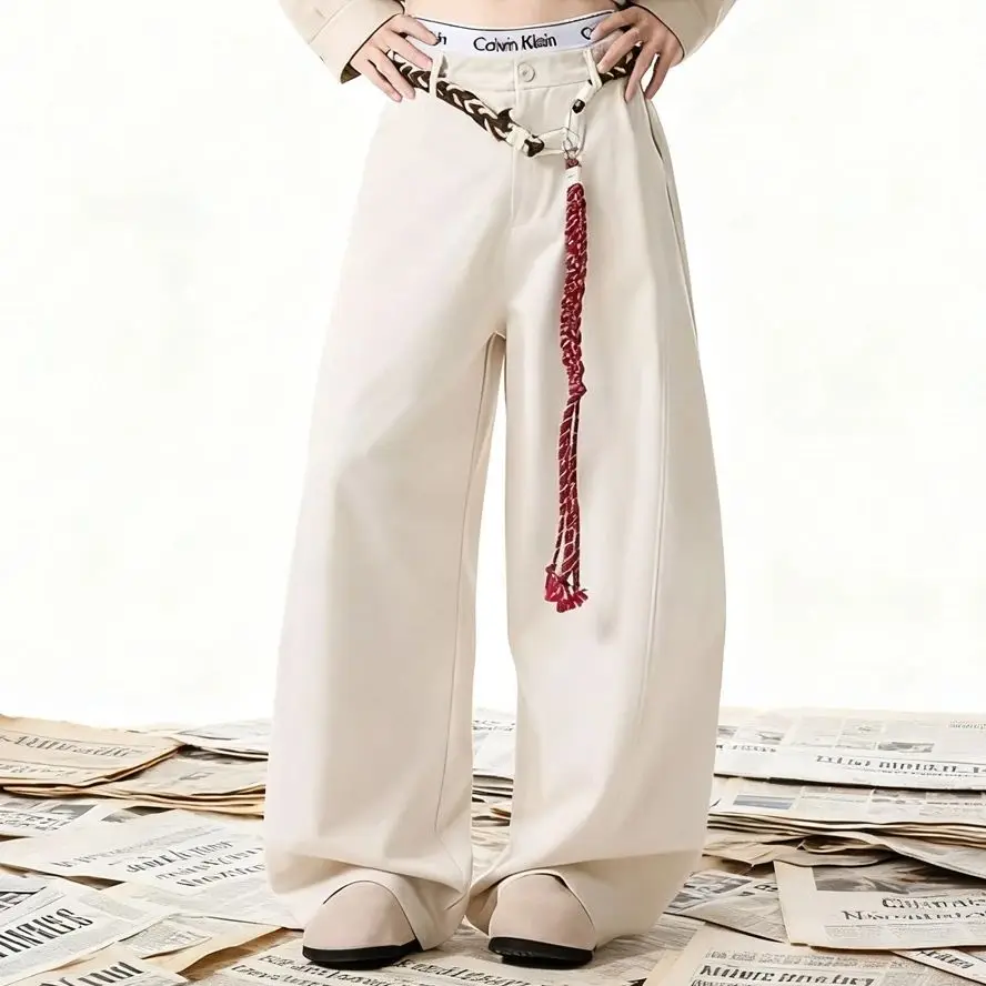 

CHICA White Washed Woman Cargo Pants Casual Wide Leg Denim Jeans Women Trendy Loose Trousers Harajuku Drop Shipping Wholesale