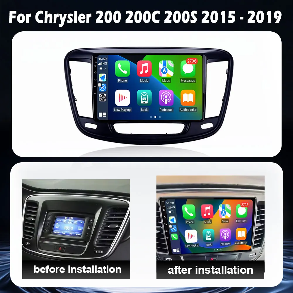 Android OS Auto Radio GPS Navigation For Chrysler 200 200C 200S 2015-2019 DSP Car Multimedia Player Stereo WIFI Cooling Fan