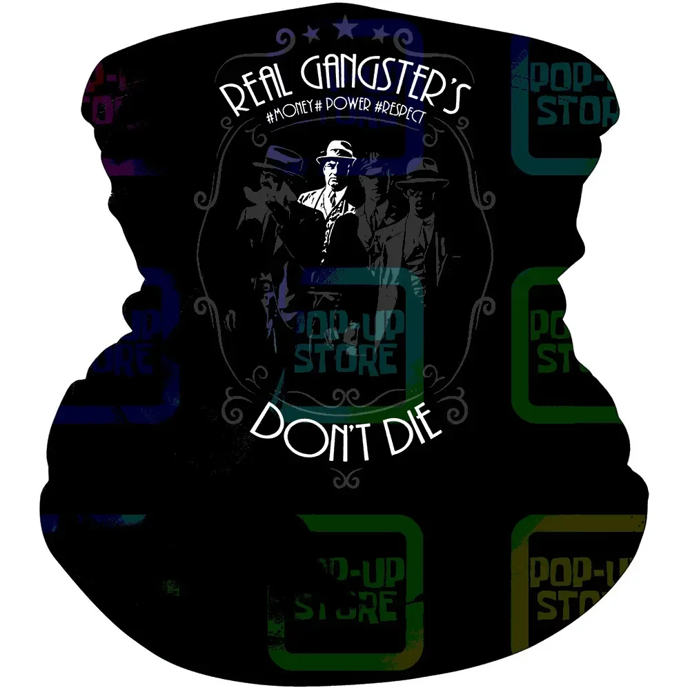 Al Capone Gangster Money Power Respect Gun Estados Unidos Chicago Scarface Mafia Bandana negra Máscara Bufanda Cuello Polaina Cubierta para la boca