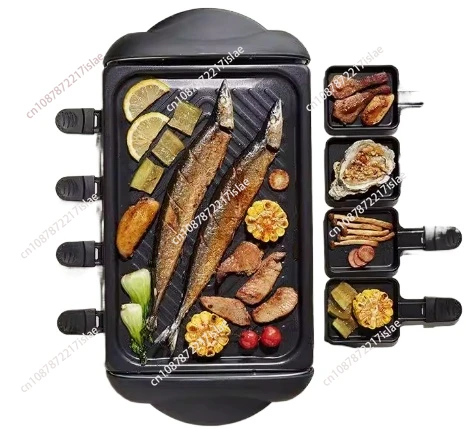 

Electric Smokeless Indoor Grill w/Non-Stick Cooking Surface & Adjustable Temperature Knob from Warm to Sear