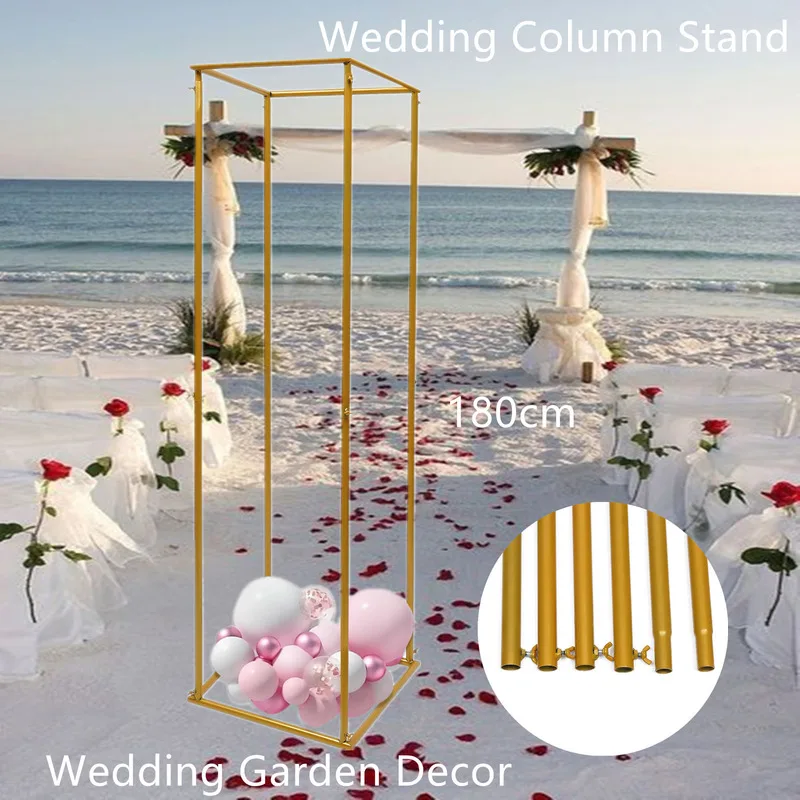 Golden Wedding Decorative Flower Stand Metal Background Landing Flower Balloon Frame Party Event Decoration