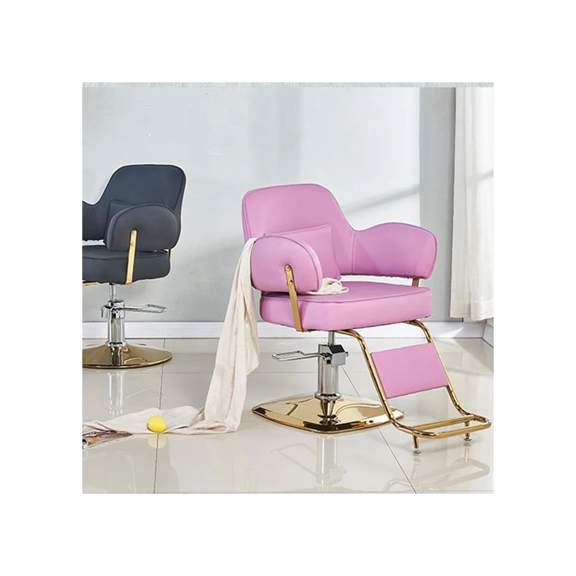 

2022 Customized Modern Fashion Gold Grey Chair Barbershop Salon Nail Art Chair Barber Chair