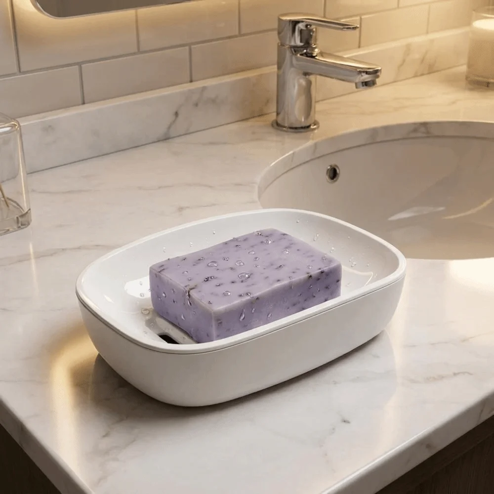 Storage Rack Fast Drying Double Layer Soap Box Waterproof Non Slip Soap Dish Holder Plastic Space-Saving Drain Soap Box Shower