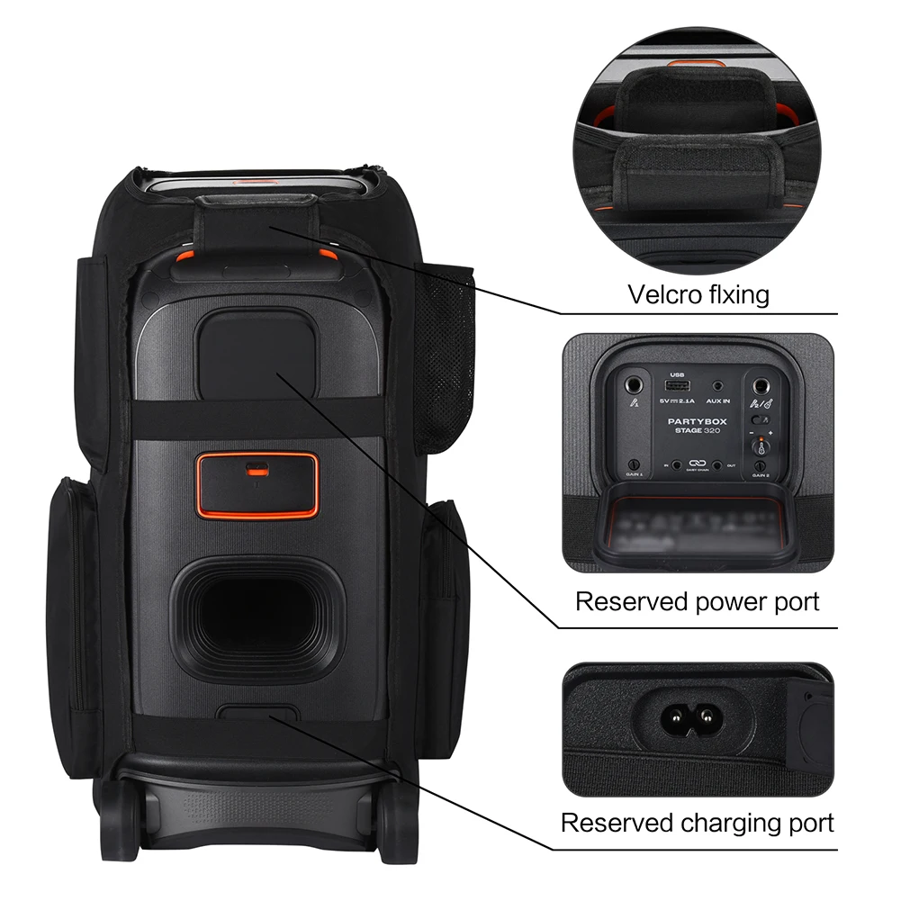 Outdoor Dust Protection Case Multifunctional Carrying Cover Case Speaker Protective Case for JBL PartyBox Stage 320 Speaker