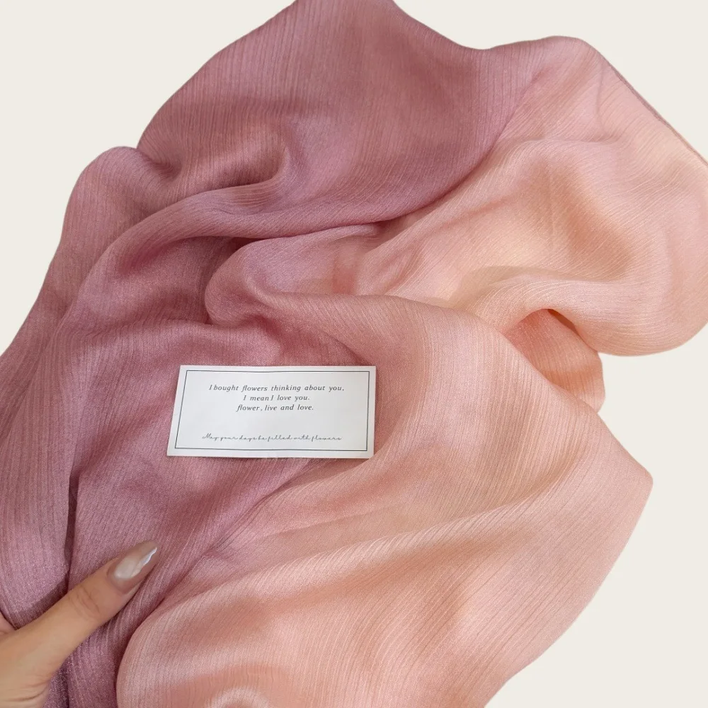 Shiny hand-painted gradient color island satin wrinkled long scarf, soft and silky silk satin women's bag, headscarf, shawl