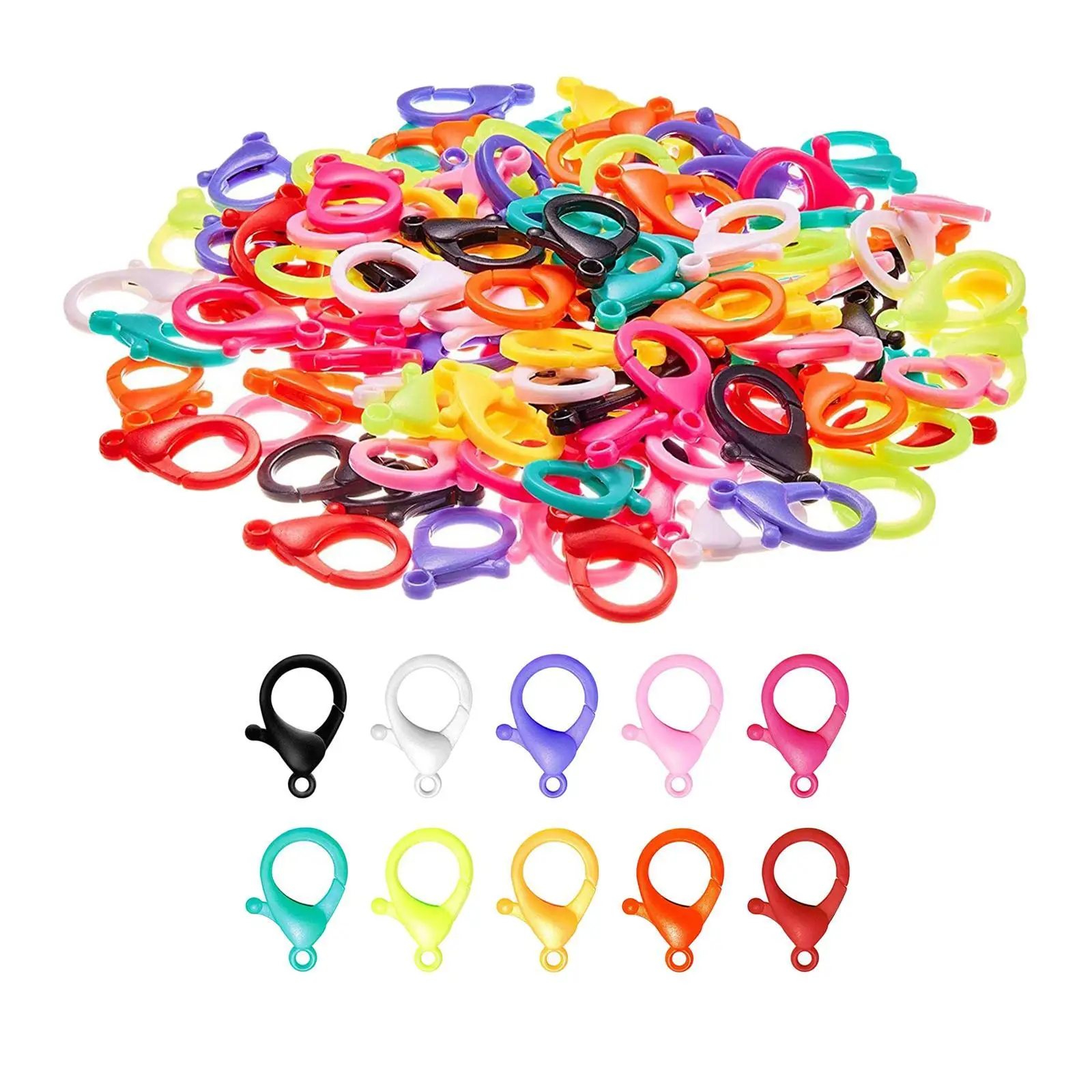 

100 25x50mm Plastic Buckle Snap Hook Lobster Clasp DIY Keychain Bag Keyring