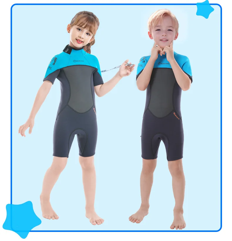 

2.5MM Kids Short Sleeve Neoprene Outdoor Water Sports Beach Surfing Swim WetSuit Scuba Keep Warm Snorkeling Kayaking Diving Suit