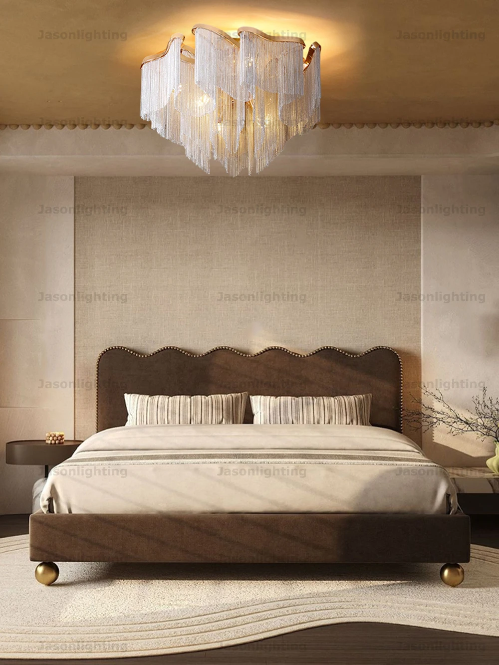 Black Gold Chrome Aluminum Chain Dimmable LED Pendant Light