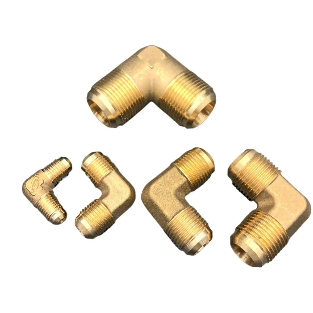 90 Degree Elbow Flare Fit 1/4" 3/8" 1/2" 3/4" Tube SAE-Standard Connector Brass Pipe Fitting Adapeter for Air Conditioner