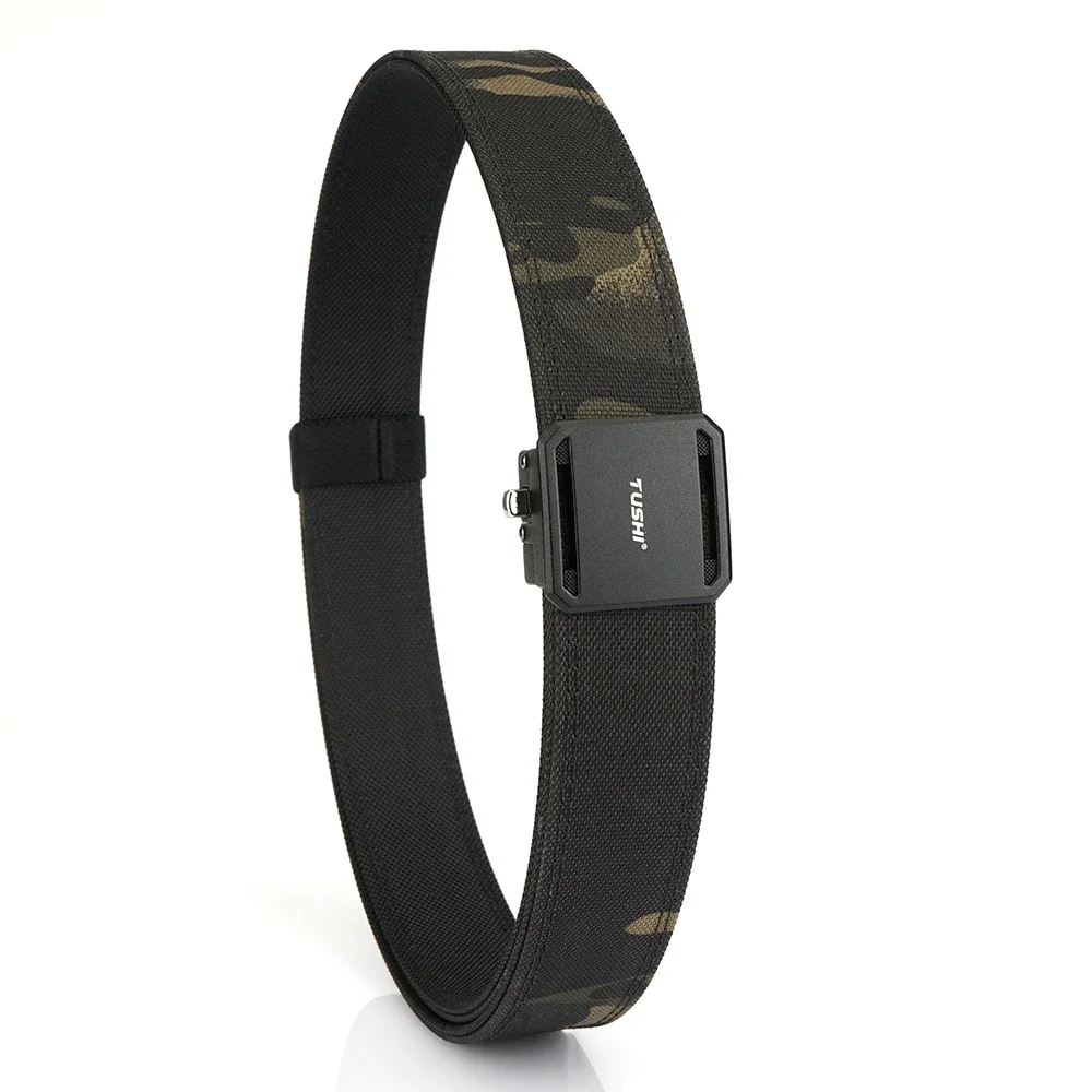 TUSHI Brand 3.8 Double Layer Thickened Tactical Belt CS Multifunctional Automatic Buckle Upgraded Version Gun Hanging Nylon Belt