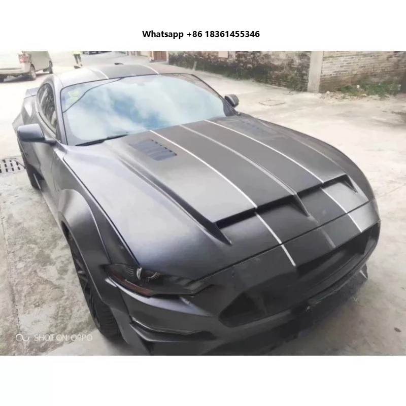 For Mustang 2018-2020 modified Bonnet hood scoop body kit Car Accessories resin Carbon Fiber Engine Cover