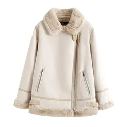 PB&ZA 2024 early autumn new women's fashion solid color suede texture effect double-sided long-sleeved jacket