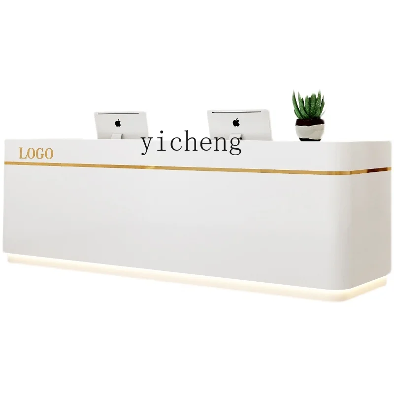 TQH curved checkout page simple modern art beauty salon bar company reception desk