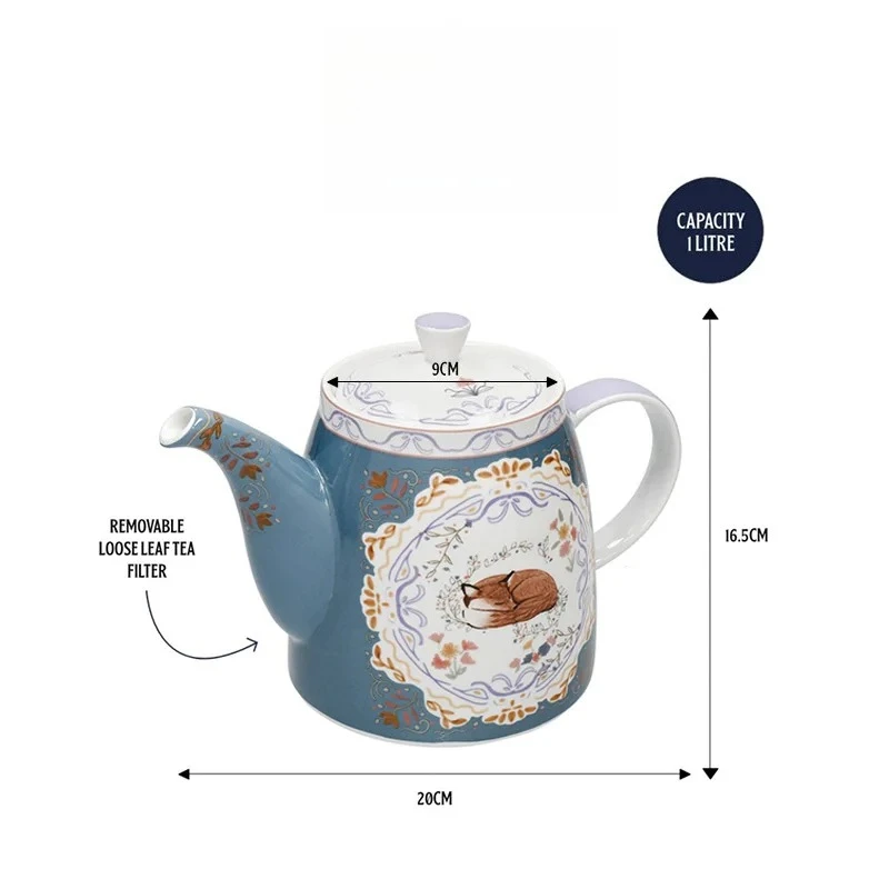 London Pottery 1 L  teapot ceramic teapot set fox porcelain tea pot infuser kettle tea maker for girlfriend home with strainer