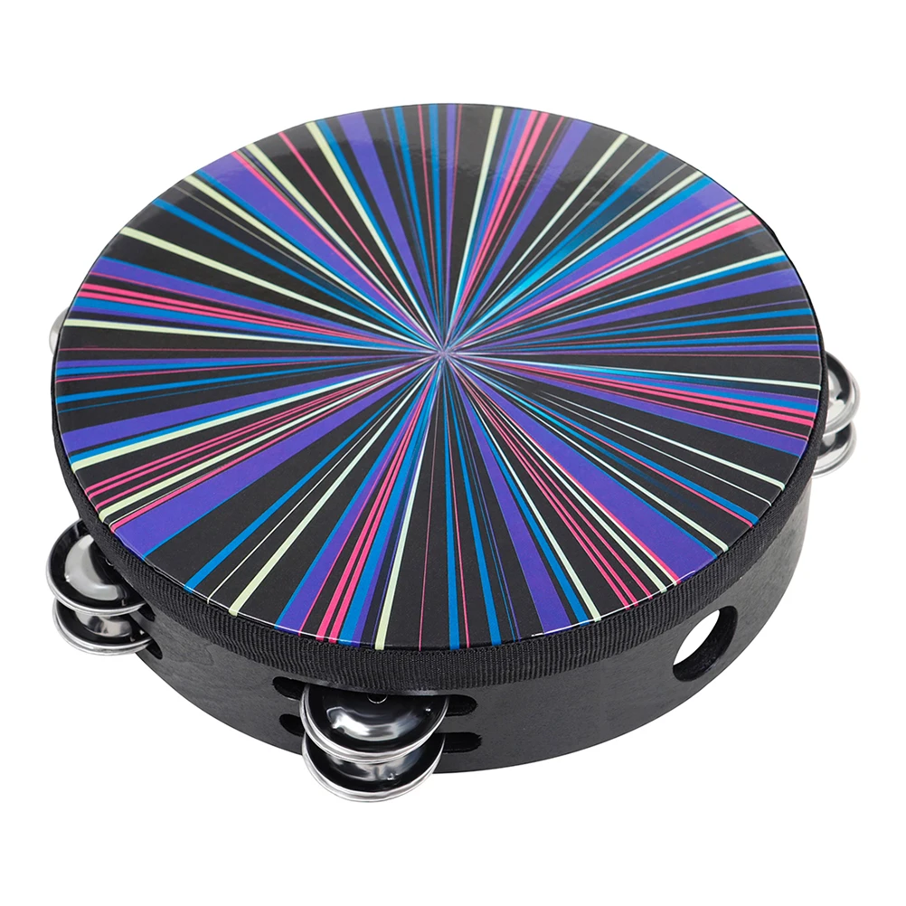 

Hand Bell Drum Musical Instrument Kids Tambourines Polyester Skin Wooden Frame Double Row Percussion Toys