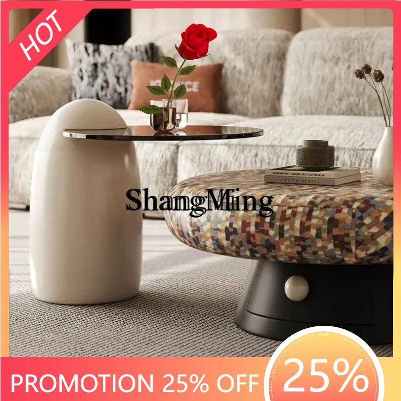 SM  seven rainbow coffee table light luxury living room home high-end solid wood tempered glass edge table